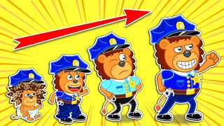 Lion Family | Wants to Be Police Since Childhood. Dream Jobs of Kids | Cartoon f