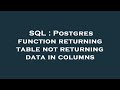 SQL : Postgres function returning table not returning data in columns