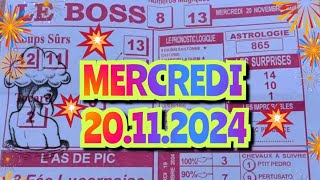 Boss Demain mercredi 20 novembre 2024💲💲quinte demain 💲💲base SOLIDE