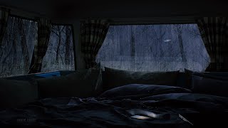 Spend A Rainy Night In A T1 CamperVan | Car Camping | Rain On Window Sounds For Sleeping