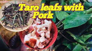 Delicious Taro Leafs with Pork: A Unique Recipe You MUST Try! কচু থৰি আৰু গাহৰি মাংস ।