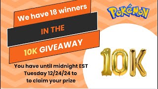 Here are the 10K giveaway winners.  #pokemon