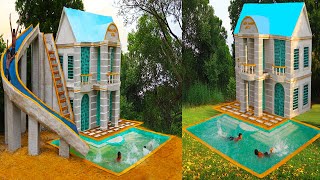 Unbelievable Building The Most Creative Contemporary Mud Villa \u0026 Modern Water Slide To Swimming Pool