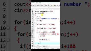 Print Y alphabet pattern - C++ Program Tutorial 25. C++ pattern code.