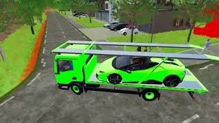 TRANSPORTING COLORED LAMBORGINI CARS WITH MINI TRUCKS - Farming Simulator 22