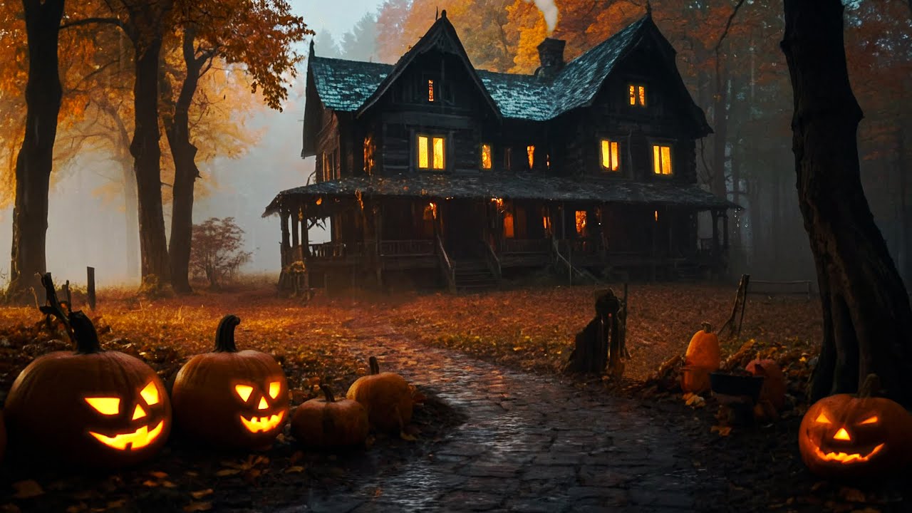 Spooky Rainy Night Ambience Explore The Eerie Halloween House In A