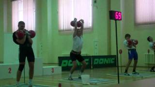 Ilya Tashlanov jerk 2x32 kg kettlebells 100 reps in 7 min.MP4