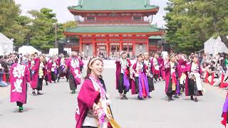 [4K] 岡山うらじゃ連 楽鬼　京都さくらよさこい 2023 さくよさ 2日目 神宮道スペシャルステージ　パレード演舞