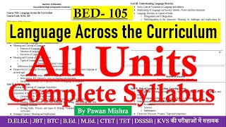 Language Across The Curriculum | All Units | B.Ed. First Semester | B.Ed. Exam | By Pawan Mishra