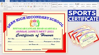 How to Make School/College Sports Certificate in Word. कैसे बनाएं स्कूल स्पोर्ट्स सर्टिफिकेट Word मे