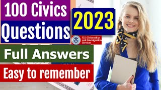 100 Civics Questions random Order (Full USCIS Answers - 2023 version) for the US Citizenship Test