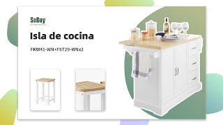 SoBuy Isla de cocina | Carro de cocina | Isla cocina | Isla para cocina | Cocina con isla | FKW41-WN