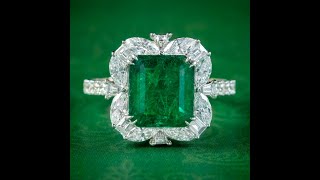 Vintage Emerald Diamond Cluster Ring 3.11ct Natural Brazilian Emerald