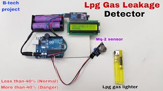 Lpg gas leakage detector with Lcd,Mq-2 gas sensor working,b-tech project,Lpg detector,hr robotics