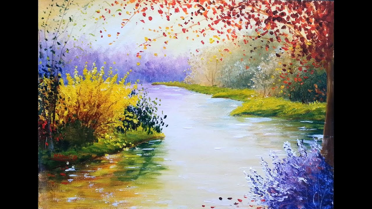 Spring - Acrylic Painting Lesson - YouTube