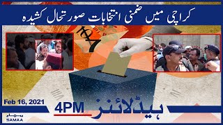 Samaa Headlines 4pm | By-elections, situation tense in Karachi | SAMAA TV