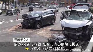 車３台の事故で２人が搬送　命に別状無し　仙台・太白区の国道２８６号