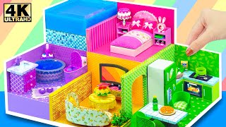 Build Pretty 5 Color House with 4 Rooms and Rooftop Swimming Pool For a Family | DIY Miniature House