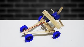 วิธีทำรถแข่งติดใบพัดจากไม้ไอติม วิ่งได้ | How to make a Rubber Band Car