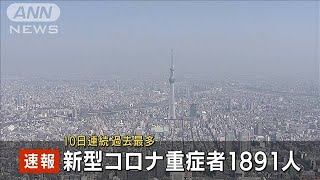 全国のコロナ重症者は1891人　10日連続過去最多更新(2021年8月22日)