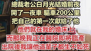 總裁老公白月光結婚前夜開了一夜車，驅車200公里，把自己的第一次獻給了他，他們就在我的婚床上，而那晚我正在醫院即將臨產，出院後我讓他傻眼，這輩子都生不如死#九點夜讀#小說#愛情#總裁#霸總#白月光