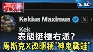 表態挺極右派? 馬斯克X改暱稱「神鬼戰蛙」｜TVBS新聞