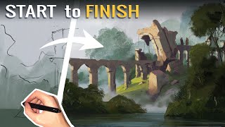 How to Paint and Design a Landscape Environment (Digital Painting Tutorial)