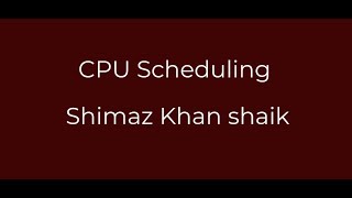 CPU Scheduling