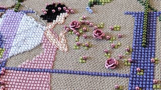 Adding Flower Beads to Cross Stitch Tutorial | Letters from Nora H Fairy by Nora Corbett