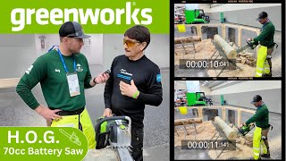 First Look at the Greenworks H.O.G. 70cc Battery Chainsaw with Ken Palmer | TCIA Expo 2024