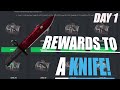 CRAZY 0.03% HIT.. WTF!! CSGOROLL REWARDS TO A KNIFE! DAY 1 (S3)