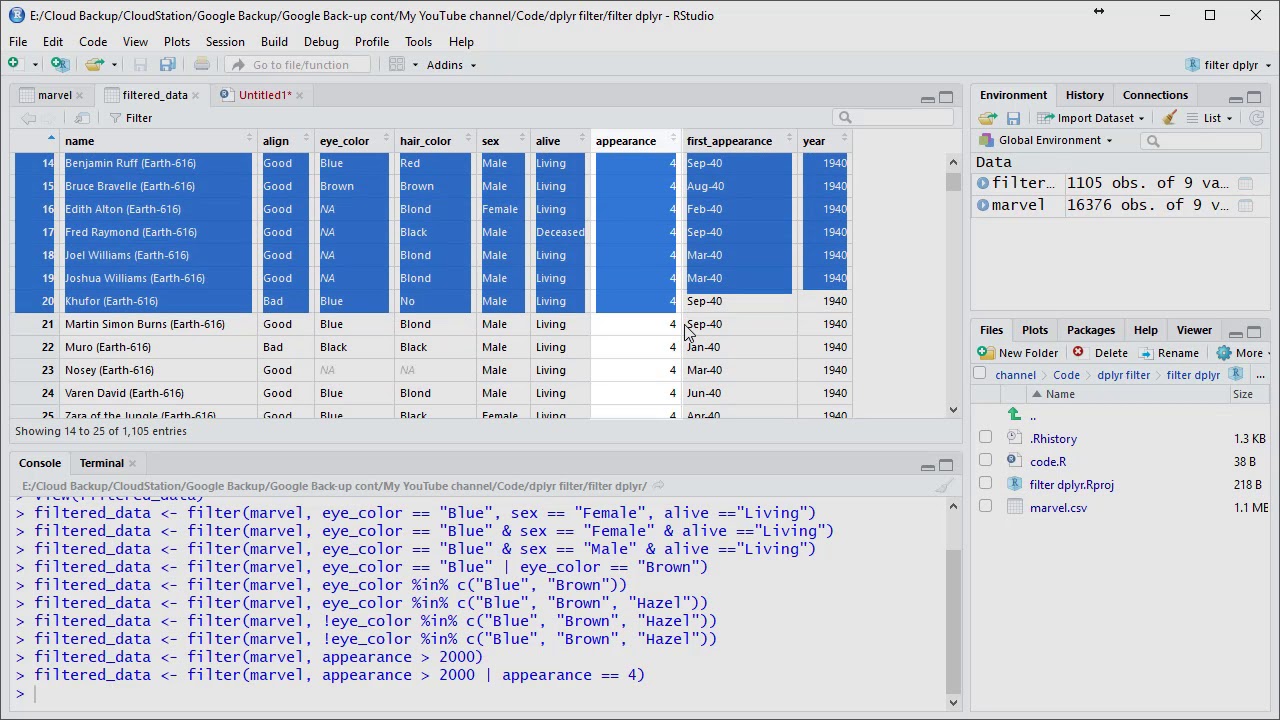 Filtering In R Using Dplyr - YouTube