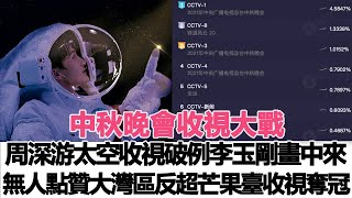 中秋晚會收視大戰：周深游太空收視破例，李玉剛畫中來無人點贊，大灣區反超芒果臺收視奪冠！時代電影大世界