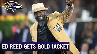 Ed Reed Reacts to Putting on Hall of Fame Gold Jacket | Baltimore Ravens