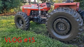 FARMVLOG #15 cleaning the cow water trough with massey 283