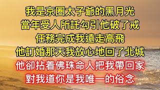 我是京圈太子爺的黑月光，當年受人所託勾引他破了戒，任務完成我遠走高飛，他訂婚那天我放心地回了北城，他卻拈着佛珠命人把我帶回家，對我道你是我唯一的俗念