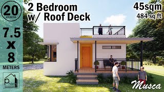 MUSCA | BOX TYPE HOUSE WITH ROOF DECK 45 sqm. SIMPLE HOUSE DESIGN WITH 2 BEDROOMS