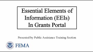 Essential Elements of Information in Grants Portal