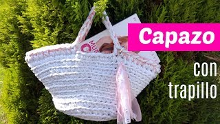 Capazo a crochet muy fácil con trapillo