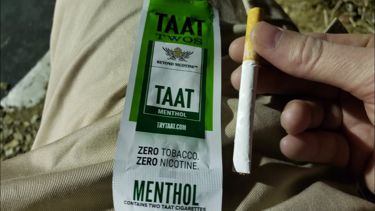 TAAT Menthol Cigerette (NO Nicotine/Tobacco) Smoke Review - YouTube