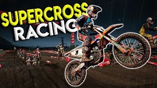 SUPERCROSS RACING \u0026 CRASHING! - Monster Energy Supercross Gameplay - Dirt Bike Game