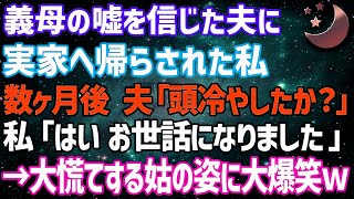 【スカッとする話】嫁いびり義母が夫に嘘を吹き込み「反省しろ！」と実家へ帰らされた私。数ヶ月後に「頭冷やしたか？」私「はい、今までお世話になりました」→大慌てする姑の姿に大爆笑