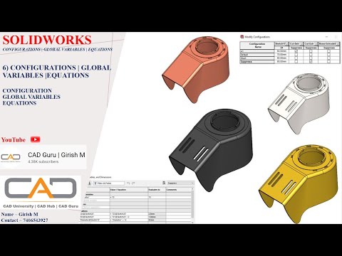 6 Configurations Global Variables Equations Solidworks Course 6 Configurations Global Variables Equations Solidworks Course