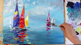 Sea Boats Art painting / Acrylic painting on canvas