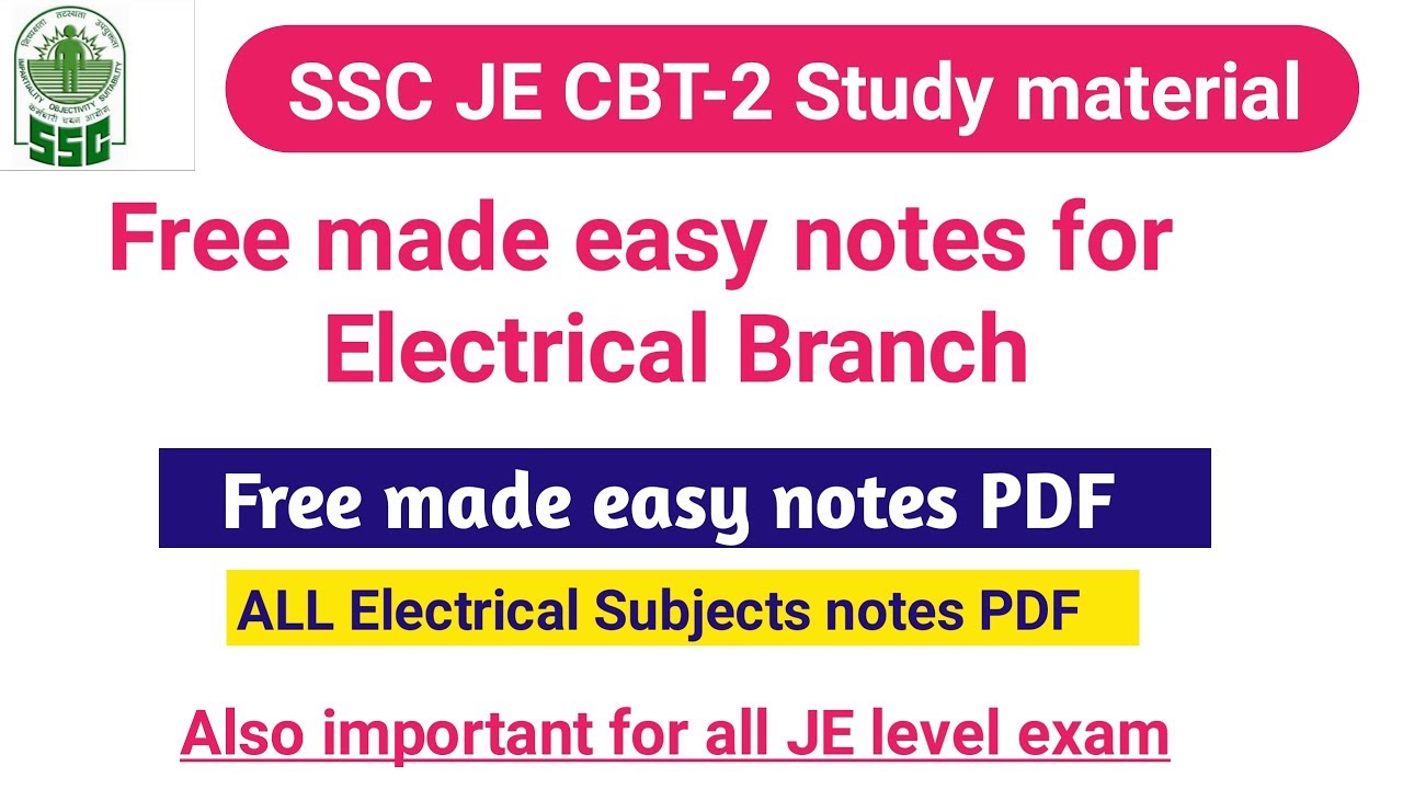 SSC JE CBT-2 Study Material|Made Easy Free Notes For Electrical Branch ...