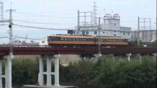 近鉄電車　近鉄南大阪線大和川鉄橋を渡るシーンを撮影