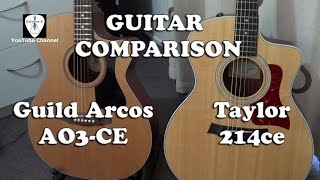 Taylor 214ce vs Guild AO3-CE Acoustic Electric Guitars Comparison