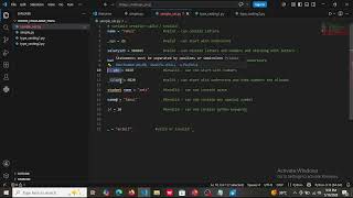 Programming/Coding on Variables in python