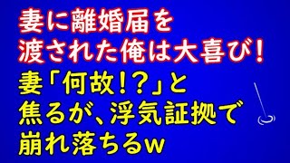 【スカッとする話】妻に離婚届を渡された俺は大喜び！妻「何故！？」と焦るが、浮気証拠＆慰謝料請求で完全終了 →「そんなのデタラメよ！」いや証拠あるｗ【スカッとAK】