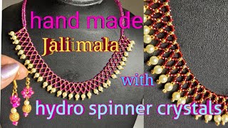 #new trending Jali mala with  hydro spinner crystals with earrings